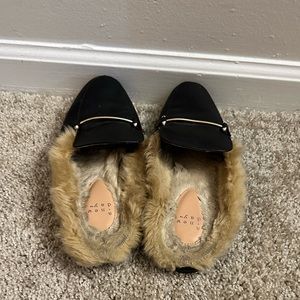 Black Fur Filled Loafers